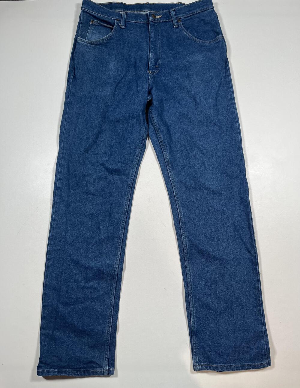 Wrangler Jeans Mens 34x34 Blue Med Wash Denim Relaxed Straight Stretch 1007FXVMD